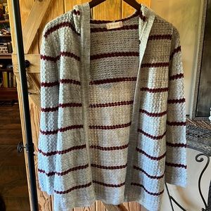 Altar’s State Hooded Grey Stripe Sweater S